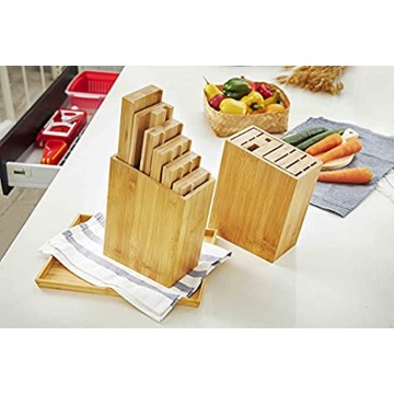 Kitalma Knife Block Eco Friendly Bamboo Knife Holder 16 Washable & Removable Blocks Kitchen Storage Rack for Knife Sets Utensil Holder to Keep Your Kitchen Organized