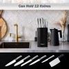 Knife Block Holder Cookit Universal Knife Block without Knives Unique Double-Layer Wavy Design Round Black Knife Holder for Kitchen Space Saver Knife Storage with Scissors Slot