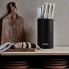 Knife Block Holder Cookit Universal Knife Block without Knives Unique Double-Layer Wavy Design Round Black Knife Holder for Kitchen Space Saver Knife Storage with Scissors Slot