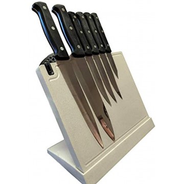 KnifeMaster Magnetic Knife Block | Multifunctional Knife Stand with Knife Sharpener | Detachable Cutting Board | Utensil Holder | Durable and Sturdy Magnetic Knife Holder