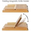 Magnetic Knife Block Without Knives Single Side Magnet Foldable Wood Magnetic Knives Holder Knife Storage Rack Kitchen Cutlery Block Board Space Saver Tool Metal Organizer Display Stand Knife Dock