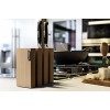Milano Magnetic Steak 4 Elements with Black Spacers Natural Lacquered Knife Block Beech Wood