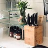 NEOKAVE Small Knife Block Holder- Bamboo Knife Utensil holder Compact Knife Storage Organizer Scissors Utensil Cleaver Knife holder without knives for Kitchen Counter for max 7 Blades