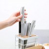 VANRA Metal Steel Knife Block Holder Kitchen Knife Storage Organizer Stand without Knives 8-Slot White