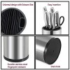 WAHSAN Stainless Steel Universal Knife Block Round Knife Holder with Scissors-Slot 9.1” by 4.5”