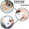 YIVIYAR Knife Block without Knives Knife Holder for Counter Top Plastic Knife Storage Stand White Kitchen Counter Organization Knife Block Small 4 Slots Knife Blocks & Storage Knife RackWhite