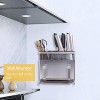 ZHOHO TANT Knife Block Knife Holder Cutting Board Holder 4 in 1 Kitchen Storage Organizer Wall Mount for Kitchen Counter Universal Knife Block without Knives 304 Stainless Steel Silver