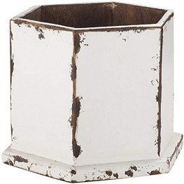 Antique Revival Wooden 6-Sided Planter with Base White Lacquer Finish