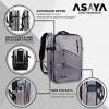 Asaya Chef Knife Backpack with 20 Pocket Knife Roll Bag Over 30 Pockets for Knives and Kitchen Utensils Stain Resistant Waxed Nylon Padded for Extra Protection Knives Not Included Grey