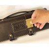 Chef knife Bag Roll up | Leather Knife Roll | Business Card Slot | Oak Color | 10 Slots & 2 Zipper Pocket