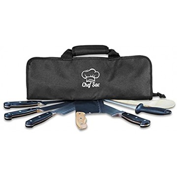 Chef Knife Roll Bag Travel Case | 8 Pockets for Knives & Tools | 2 Flaps with Cleaver & Mesh Pocket | Honing Rod Slot | Chef Knife Case for Professional & Students | Knives Not Included Black
