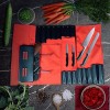 Chef Knife Roll Bag Water Repellant & Cut Resistant Leather Polyester Carrier- 16 Pockets with 12in Blade Storage Leather Roll Bag with Adjustable and Removable Shoulder Strap