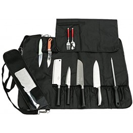 Chef's Knife Bag With 17 Slots Can Holds13 Knives,1 Meat Cleaver And 3 Utensil Pockets Multi-function Knife Roll With Handle Shoulder Strap & Zippered Mesh Pocket Holder Silverware Transport Roll