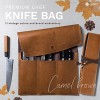 Chef’s Knife Roll BagVer. 2.0 the Lightest and Portable Waterproof Knife case Durable Knife Carrier for Professional Chef – 7 knife guards included Camel Brown