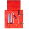 Karasto Leather Knife Roll Bag Portable Travel Tool Case Chef Knifes Cutlery Carrier Organizer Kitchen Storage Holder Brown