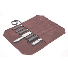 QEES Canvas Chef's Knife Roll Multi-Purpose Canvas Tool Roll Chef Knife Bag Travel Tool Roll Pouch Storage DD31 red Brown