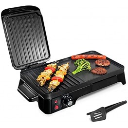 2-in-1 Panini Press Grill Gourmet Sandwich Maker & Griddle Nonstick Coating Temperature Control Oil Tray Countertop Removable Drip Tray 1500W NutriChef