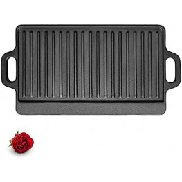 Cast Iron Griddle Plate 20 inch | Reversible Cast Iron Grill Griddle Pan | Double Sided Stove Top Griddle On Two Burners | Pre-Seasoned Cast Iron Griddle 1 Piece