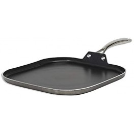 Cooking Light Inspire Non-Stick Square Griddle Pan Dishwasher Oven Safe Stainless Steel Handles 11 Inch Gunmetal Gray