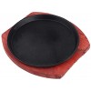 DOITOOL Cast Iron Fajita Skillet Set Nonstick Sizzling Steak Plate with Wood Base for Restaurant Home Kitchen Cooking Grilling Meats Seafood 19CM Round