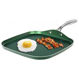 Granitestone Green Nonstick Griddle Pan Flat Grill with Ultra Durable Mineral and Diamond Triple Coated Surface Stainless Steel Stay Cool Handle Oven & Dishwasher Safe 100% PFOA Free 10.5