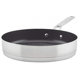 KitchenAid 3-Ply Base Brushed Stainless Steel Nonstick Round Grill Pan Griddle 10.25 Inch