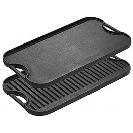 Lodge Pre-Seasoned Cast Iron Reversible Grill Griddle With Handles 20 Inch x 10.5 Inch One tray
