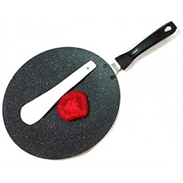 Nonstick Tawa Cooking Utensil Cookware Kitchen Tava Ideal To Make Roti Chapati Paratha Tava Griddle Aluminium Tawa Concave Griddle 4MM with Free Wooden Spatula & Scrubber 275 MM