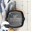 Pre-Seasoned Cast Iron Grill Skillet Fry Pan 12 Inch 11 Inches Square with Cooking Ridges. Stove and Oven Safe. For Camping and Barbecue. By Fresh Australian Kitchen.