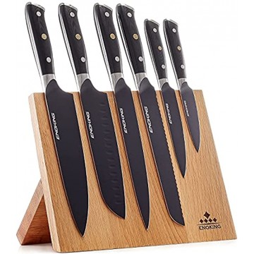 Magnetic Knife Block ENOKING Wooden Magnetic Knife Holder Rack Magnetic Knife Stand with Strong Enhanced Magnets Multifunctional Knife Storage Organizer 10.8 x 8.7 Without Knives
