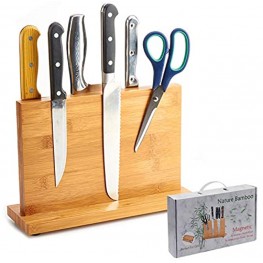 Magnetic Knife Block，Natural Bamboo Knife Holder,Knife Dock with Strong Magnets,Knife Storage and Cutlery Display Stand,Double Side Strongly Magnetic with in a Gift Box