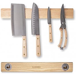 Magnetic Knife Holder for Wall ROCKURWOK Wood Magnetic Knife Strip Knife Rack Kitchen Knives Hanger Strong Powerful Magnet for Space Saving 15.7 inch
