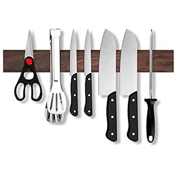 Walnut Magnetic Knife Strip Wood Magnetic Knife Holder with Powerful Magnets Wall Mount Knife Rack 15 inch