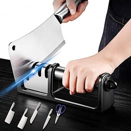 2-in-1 Kitchen Knife Sharpener 4-Stage Professional Kitchen Sharpener for Knives and Scissors Sharpening Helps Repair Restore and Polish Blades… Black-2