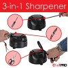 3-In-1 ELECTRIC KNIFE SHARPENER SYSTEM by ChefPRO Great for Kitchen and Sport Knives Scissors Screwdrivers 2-Stage Sharpening System Appliance Compact Quick Easy Design Retractable Cord Black