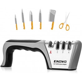 enowo Premium Knife Sharpeners,4 Stage Kitchen Knives Sharpener Helps Repair,Restore & Polish Straight-Edge Dull Knives & Sharpen Scissors Quickly and Safely,Easy to Use Blade Sharpener