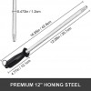 Honing Steel Knife Sharpening Rod 12 inches Premium Carbon Steel Knife Sharpener Stick Easy to Use Honer for Knives and Rod Sharpeners Daily Maintenance