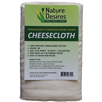 Nature Desires Cheesecloth Unbleached Grade 90 Natural Cotton Cloth