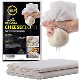 Sufaniq Cheesecloth Grade 90-9 Square Feet Unbleached 100% Cotton Fabric Ultra Fine Reusable Cheese Cloths for Straining Cooking Cheesemaking and Baking 1 Sq Yard