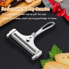 Cheese Slicer 2 Pcs Stainless Steel Wire Cheese Cutter Adjustable Thickness Cheese Slicers with Wire Cheese Plane Slicers for Soft Semi-Hard Hard Cheeses Perfect Kitchen Cooking Tool Silver