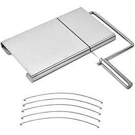 Cheese Slicer with Wire Stainless Steel Cutter with Serving Board for Hard and Semi Hard Block Cheese Butter 5 Wires Included