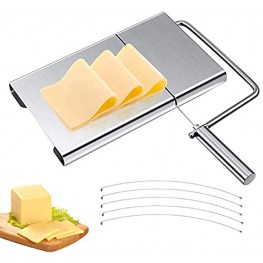 Cheese Slicer with Wire,Stainless Steel Cheese Cutter,Adjustable Butter Slicer Food Slicer with 5 Replaceable Cheese Slicer Wires for Cheese Butter Sausage