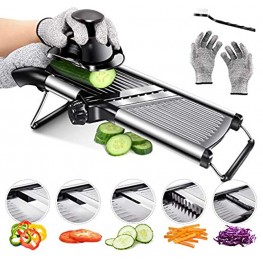 Mandoline Food Slicer Adjustable Thickness for Cheese Fruits Vegetables Stainless Steel Food Cutter Slicer Dicer with Extra Brush and Blade Guard for Kitchen