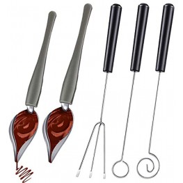 3 Pcs Chocolate Dipping Fork Set 2 Pcs Culinary Precision Drawing Decorating Spoon Set Stainless Steel Chocolate Candy Dipping Fondue DIY Decorating Tool Set