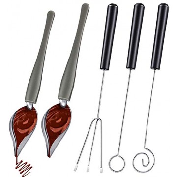 3 Pcs Chocolate Dipping Fork Set 2 Pcs Culinary Precision Drawing Decorating Spoon Set Stainless Steel Chocolate Candy Dipping Fondue DIY Decorating Tool Set