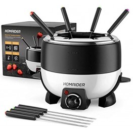 Homaider Electric Fondue Pot for Chocolate and Cheese Fondue Set Includes 8 Dipping Forks a High Power 800 Watt Fondue Melting Pot and Automatic Thermostat with Temperature Control