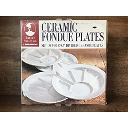 Roscho Ceramic Fondue Plates Set of 4 White