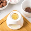 Tebery Fondue Set with 4 Color Forks Premium Tea Light Porcelain Melting Pot for Cheese Chocolate and Tapas White