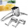 Cheese Grater Professional Box Grater Multi‑Function with 3 Interchangeable Round Stainless Steel Blades Hand Cranked Rotatable Cheese Cutter Shredder Slic
