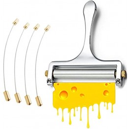 Cheese Slicer Set Kitchen Utensils & Gadget Adjustable Cheese cutting thickness With 4 Pcs Replacement Stainless Steel Cutting Wire for Cheese Slices Smoothing Butter Jam